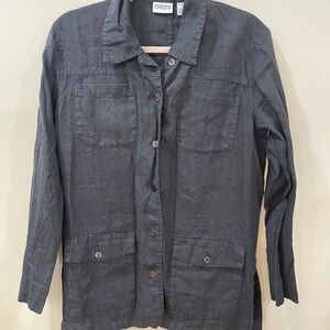 Chico's Black Linen Utility Jacket